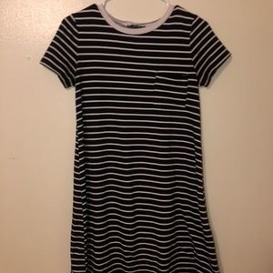 Black and white striped  tshirt dress